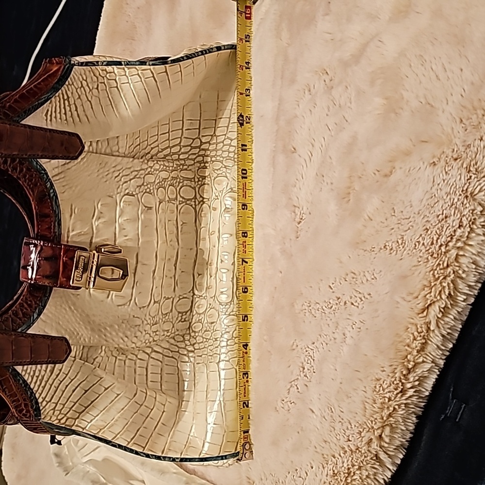 Brahmin Ivory and Mahogany Croc-Embossed Hobo - Picture 6 of 11